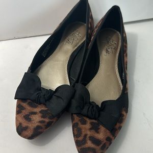 LifeStride leopard flats women’s size 7.5 black bow